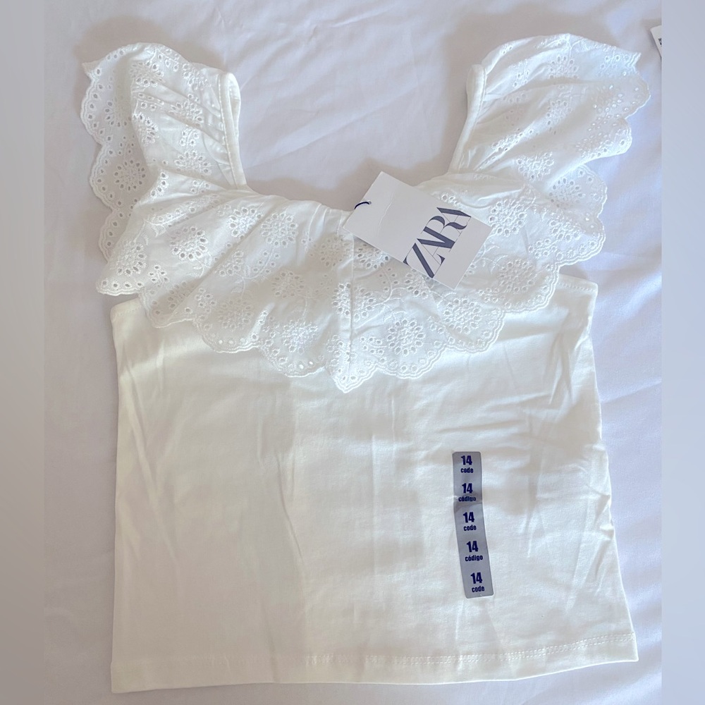 NWT Zara White Top Girls Size:13-14 - Picture 3 of 5